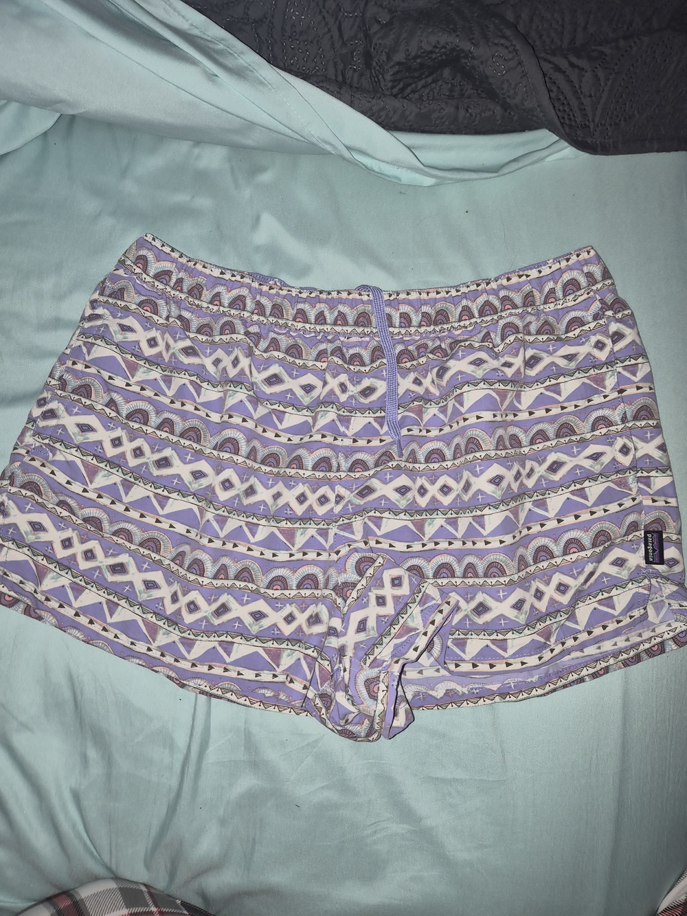 Patagonia Barely Baggies Shorts Women’s L Purple Geo Aztec Tribal Print SP19 2”
